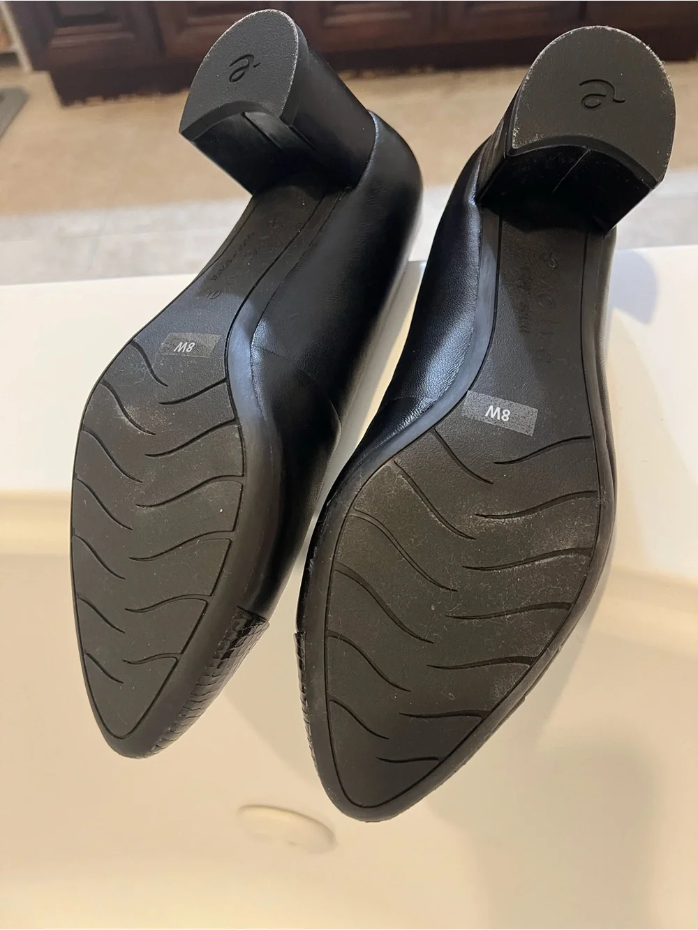 Easy Spirit Black Rainy Pumps Block Heel (Wide Width)